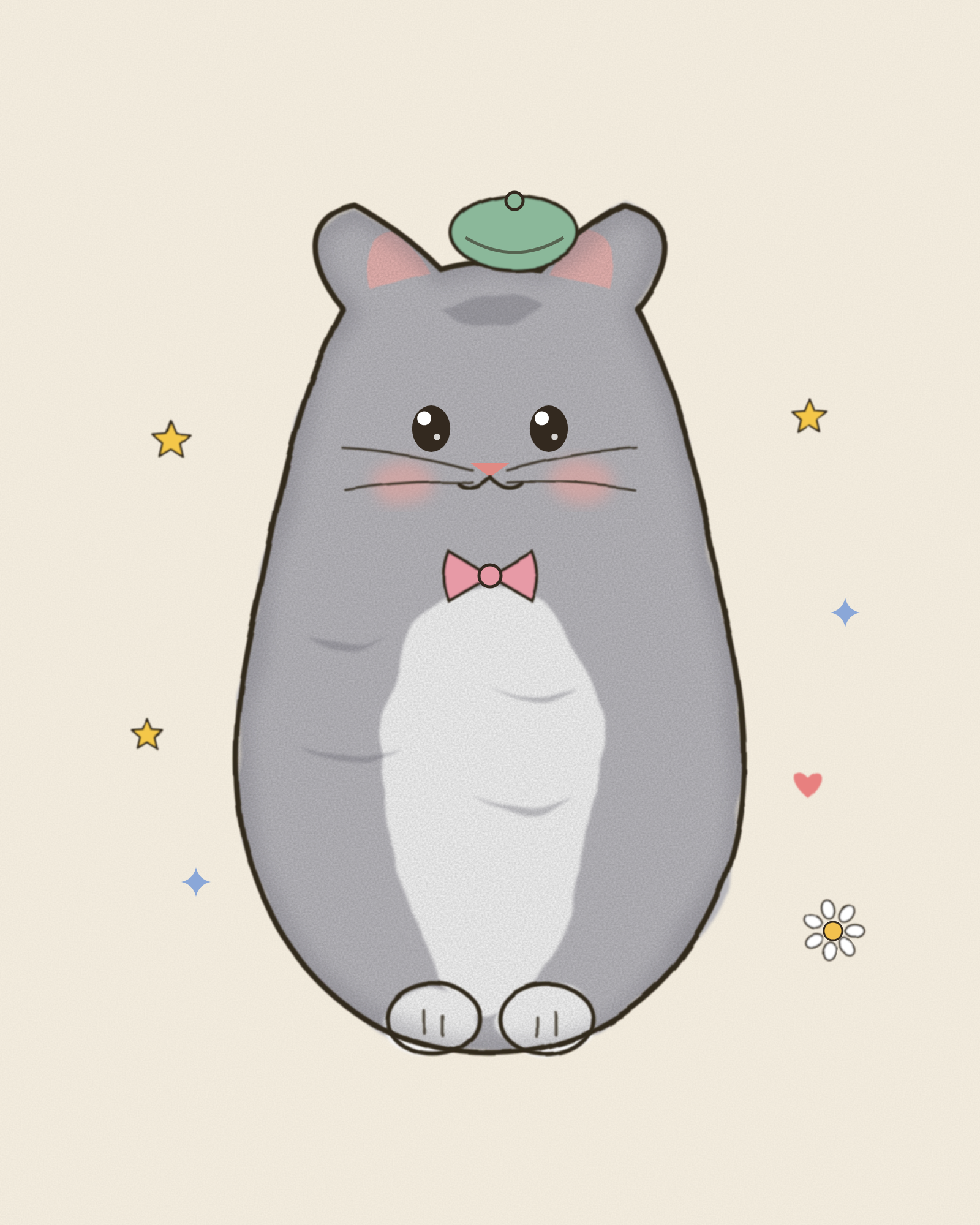 Сірий котик у береті